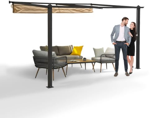 Grindi - Garten Pergola Pavillon Terrassendach Wandpergola Siros 3x4m - wasserdichtes & stabiles Sonnenschutz für Terrasse und Freistehender, Carport-Pavillon, Grillpavillon, Markise als Vordach