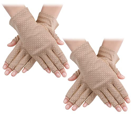 Yolev 2 Paar Anti UV Fingerlose Handschuhe Damen Sonnenschutzhandschuhe Fahrradhandschuhe Reithandschuhe Damen Rutsch Sonnenschutzhandschuhe Sommer Outdoor Fahren Radfahren Handschuhe armstulpen