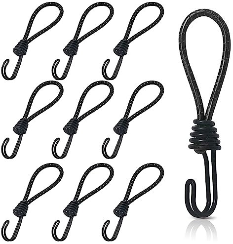 10 Pezzi Corda Elastica con Doppio Gancio,16 cm Elastici Cinghie di Fissaggio per Telone, Tenditori per Teloni con Ganci, Corde Elastiche con Gancio Tenditori, Ganci Elastici per Tende Manifesti Nette