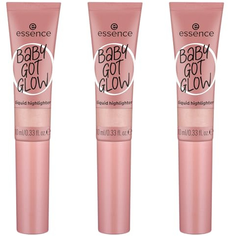 essence BABY GOT GLOW flytande highlighter, nr 20, violett, definierande, expressresultat, lätt att ta bort, glänsande, vegansk, oljefri, utan parabener, utan mikroplastiska partiklar, 3-pack (3 x 10