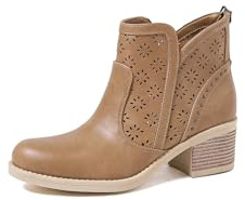 QUEEN HELENA Stivaletti Traforati con Tacco Stivali Bassi con Zip Casual Donna X30-106