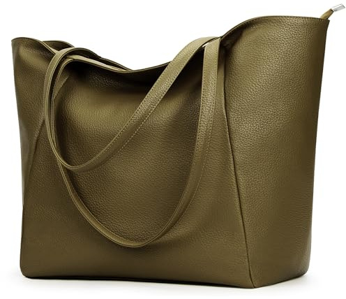 KALIDI Handtasche Damen Shopper Tasche Tote Bag PU Leder Große Schultertasche mit Reißverschluss für Arbeit,Einkauf，Schule