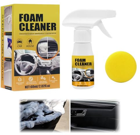 HASAIKA® Limpiador de espuma multiusos para coche, Limpiador de espuma multifunctional, Espuma limpiadora multiusos para cocina, baño, limpieza interior del coche, 60 ml