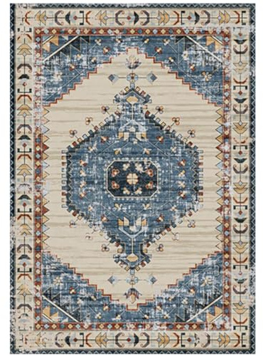 Marvin Tappeto Pelo Corto Salotto Moderno Randall per Soggiorno Camera da Letto Divano Salone Antiscivolo Grande (Persiano/blu, 60X110cm)