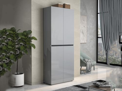 Dmora - Scarpiera Alberton, Mobile portascarpe, Armadio da ingresso multiuso, Mobiletto per calzature, Made in Italy, 80x34h200 cm, Grigio