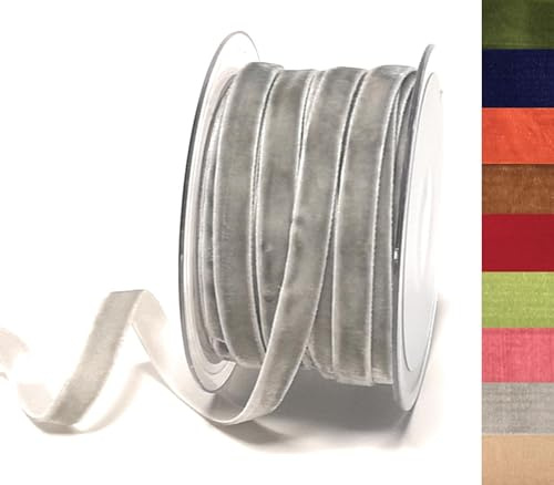 s.dekoda Dekoband Samt 20m x 10mm Hellgrau Grau Samtband Samtborte Schleifenband [DS 2296-750]