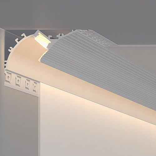 Innovz Coving for Ceilings Wall/Ceiling Cornice Moulding with LED Channel, Crown Moulding Lighting Coving Track Customizable, Downward Upward Wall Washer Lighting LED Diffuser(1 m/3.3 ft)