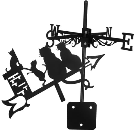 CAXUSD Banderuola Segnavento Metallo Forma Animale Gatti Indicatore Direzione Decorazione Tetto Accessori Patio Giardino Nero
