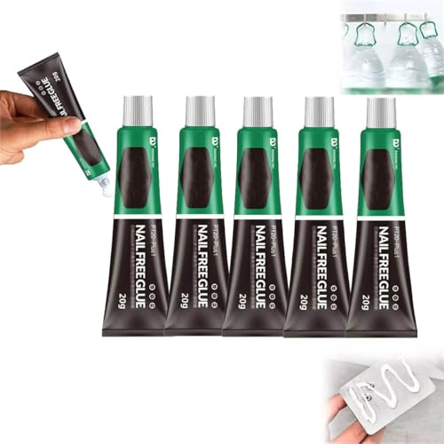 Wealthyn Glue, No-Nail Bonding Sealant, Multi-Purpose, Waterproof, Fast Drying Adhesive for Plastics, Ceramics, Metals, Glass and More. (5Pcs)