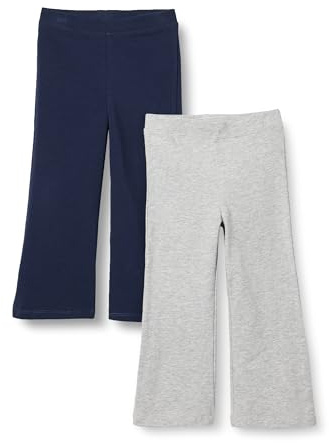 Amazon Essentials Leggings Svasati in Maglia, vestibilità Aderente Bambine e Ragazze, Confezione da 2, Blu Marino/Grigio Chiaro Puntinato, 8-9 Anni