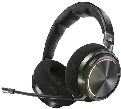 Corsair VIRTUOSO MAX WIRELESS Gaming Headset – Dolby Atmos, Active Noise Cancelling, Sonarworks SoundID, Simultaneous 2.4GHz Wireless & Bluetooth, 50mm Graphene Drivers, PC, Mac, PS5/PS4 – Carbon