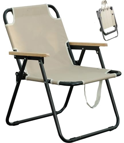 Cozykimo Campingstuhl Faltbar, Klappstuhl Camping, Angelstuhl Faltbar in Camouflage, 225kg Belastbar, Faltstuhl Camping aus Robustem Oxford-Gewebe für Garten, Picknick, Reisen (Beige)