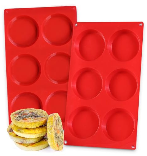 FUNBAKY Silicone Egg Sandwich Molds, 3 Inch Muffin Top Pan Non Stick Egg Mold for Breakfast Sandwiches, 2 Pack Whoopie Pie Pan, Circle Egg Mold for Baking English Muffins, Egg Sandwich, Whoopie Pies