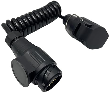 Sepzlly Spiralkabel Verlängerungskabel, 13-polig auf 13 Polig Adapter Stecker Männlich/Weibliche Stecker Verbindung 2.0m Anhängerstecker Anhängerkabel Kabeladapter für Bootstrailer Anhänger Caravan