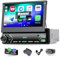 CAMECHO 1-DIN DAB+ Autoradio mit Wireless Carplay Android Auto, 7 Zoll Manuell Ausfahrbarem Auto Bildschirm, Bluetooth Freisprecheinrichtung USB Typ-C FM EQ SWC + Rückfahrkamera&MIC