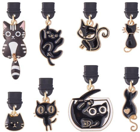 DICOSMETIC Dust Plug Charms Bulk Cat Type-C Charging Port Charm Cell Phone Charms Plug Cover Plastic Dust Plugs with Alloy Enamel Resin Charm USB C Port Cap Protector Pendant for Earphone Cellphone
