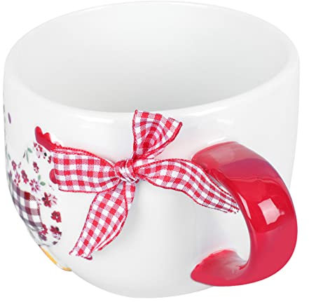 PAMINGONO 1Stk Suppentasse Lebensmittelbehälter mit Deckel Kaffeebehälter Suppenbehälter auslaufsicher embossed cups küchendekoartikel mugs Teetasse für zu Hause Becher trinken Keramik rot