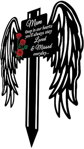 BESPORTBLE mucchio commemorativo del cimitero vimini decorazione dell'ala Targhe commemorazione defunto indicatore del commemorativo di palo di angelo per la tomba ferro da stiro