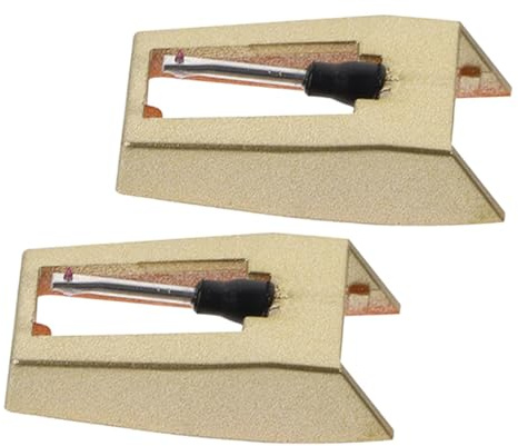Aguja de Tocadiscos de Vinilo Dorada de Recambio 2 Piezas | Cabezal Varilla de Aluminio y Abs, Compatible Fonógrafo, Formato de 2 Unidades