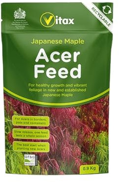Vitax Acer Feed Granular 0.9kg Fertiliser for Maple Plant Nutrition Boosts Root Strength, Leaf Colour & Plant Health Ideal for Pots, Borders & Containers