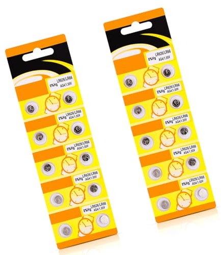 Lot de 10/20 piles bouton alcalines AG4 LR626 en métal pour diverses applications