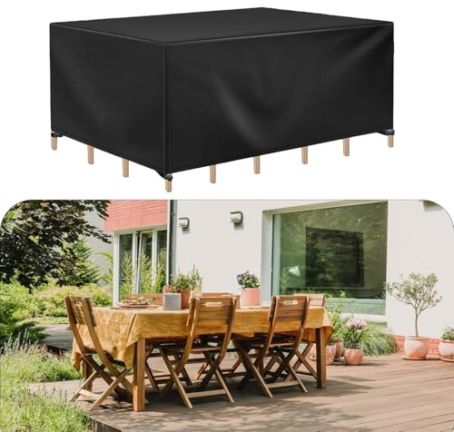 HNYDM Housses pour Mobilier de Jardin 230x110x75cm/LxWxH Housse de Table Jardin Rectangulaire, Couverture de Protection Meubles Bâche Salon de Jardin Imperméable Anti-UV, Bache Table Exterieur