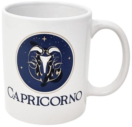 CUCUBA Tazza Mug in Ceramica Design Artistico Segno Zodiacale Capricorno per Colazione Merende 36cl