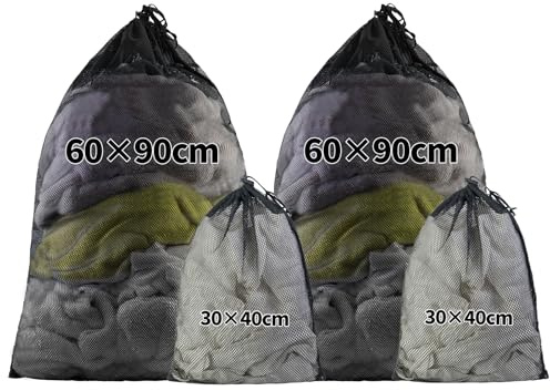 NVGVUP 4 Pcs Mesh Laundry Bags, Large Washing Net Bags with Drawstring | Heavy Duty Design for Washing Machine, Dirty Clothes, Bedding and Plush Toys, Includes 30x40，60x90cm Sizes