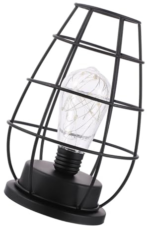 STOBAZA Lámpara de Cesta LED Decorativa de Hierro Negro Estilo Vintage