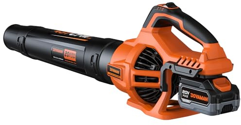 DOVAMAN LE40 Souffleur de Feuilles sans Fil, Débit 744 m³/h, 2 Vitesses, Léger et Portatif, Batterie 20V 4.0Ah avec Chargeur Rapide, pour Jardin, Pelouse, Terrasse et Garage