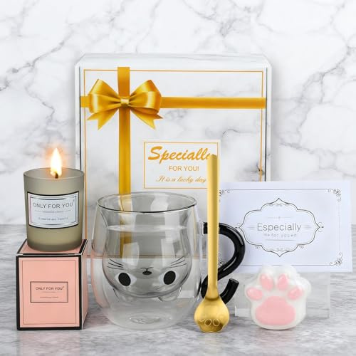 TOSZOLY Cadeau Femme, Tasse Chat Mug en Coffret, Idee Cadeau Saint Valentin Anniversaire Femme, Tasse à Café Double Paroi Personnalisé pour Copine, Couple, Épouse Saint Valentin, Carnaval (Noir)