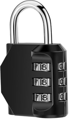 NAGE Luggage Locks, Suitcase Locks with 3 Digit Lock (1p, Black) | Resettable Code Locks, Small Padlock, Suitable for School Lockers, Suitcase, Tool Boxes, Travel Backpack, Tent