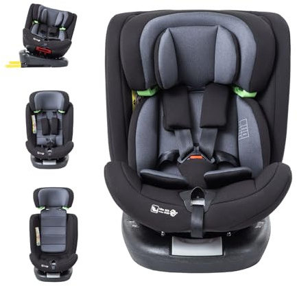 Kakbgee Siège Auto Enfant i-Size Pivotant 360° avec ISOFIX et Top Tether, Testé ADAC, pour Nourrisson et Enfant de 0 à 12 Ans (40-150 cm), Housse Lavable, Groupe 0/1/2/3, Gris
