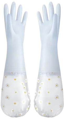 ENWWCH Guanti for la pulizia dei piatti, 3 pezzi, guanti lunghi da cucina riutilizzabili impermeabili, for casa for il bucato, lavoro, giardinaggio Per La Casa(Blue)