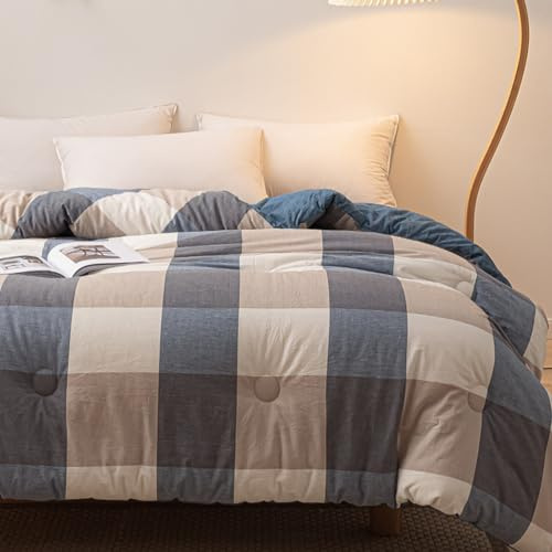 Odot Edredón Invierno Cama 150, Edredon Nordico Sin Funda Invierno Reversible Acolchado para Cama Ligera y Respirable Manta de Suave para Días Frío (Azul Caqui,150x200cm)