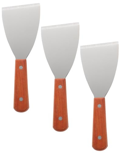 DIYEAH Espátula Inclinada para Parrilla de Acero Inoxidable 3 Piezas Raspador de Carne y Panqueques Utensilios de Cocina para Hornear y Barbacoa Herramienta Resistente y Compacta para