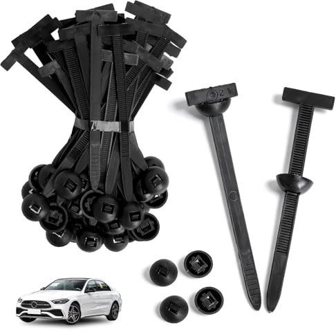 100 Unidades Hebilla para Bridas de Nylon,Negro Clips de Fijación para Coche Bridas Autoblocantes Universales Multiusos Sujeta Guardabarros para Reparación de Coche Gestión de Cables Taller Hogar