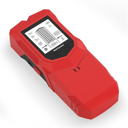 Rilevatore Tubi e Cavi Elettrici, Rilevatore di metalli portatile 6 in 1, rilevatore, scanner multifunzionale for cavi CA, for montanti in legno e metallo(Rot)
