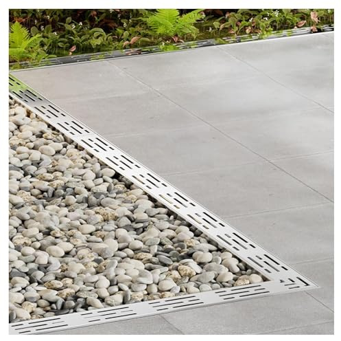 FENGZEQUAN Canaletta Scolo Acqua Piovana, Canaletta Scolo Acqua Piovana Canale di Scarico Stretto in Acciaio Inossidabile 304, Filtri Lineari per Grondaie Giardino Terrazza(H8*W4CM/H3.15*W1.57IN)