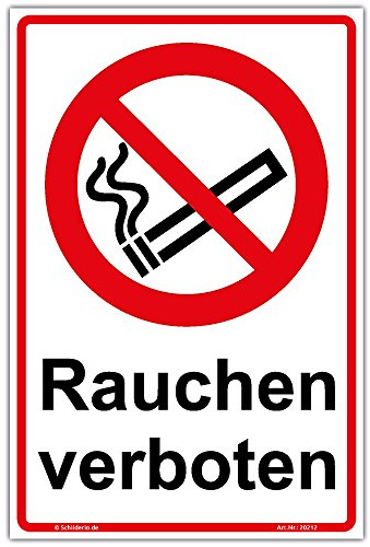 Schild Rauchen verboten Hinweisschild 300x200 mm Hochformat, stabile Aluminiumverbundplatte 3mm stark - inkl. 4 Eckbohrungen