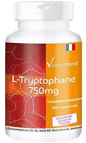 Vitamintrend L-Triptofano 750 mg, 240 compresse, ad alto dosaggio, integratore alimentare, senza glutine, lattosio e fruttosio, prodotto in Germania