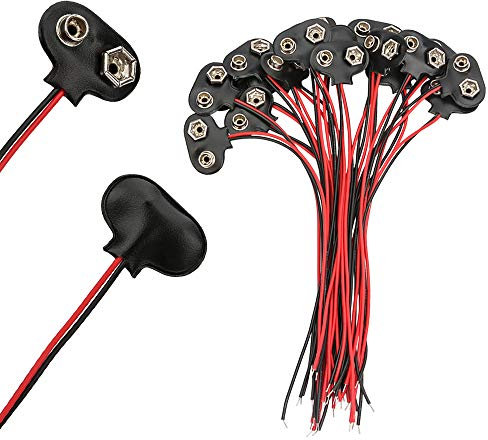 SENZEAL 20x Tipo T 9V Adaptador de batería Clip de batería de Cuero Conector a presión Soporte de Hebilla para Juguete eléctrico Arduino Cable de 15cm