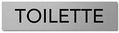 Interluxe Türschild Toilette 200x50x3mm, Schild aus Aluminium, selbstklebend und wiederablösbar, modern und stylish für WC, Badezimmer und Toiletten