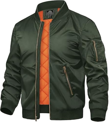 TACVASEN Uomo Giubbotto bomber Jacket Autunnale Calda Sportiva Tempo Libero Casual