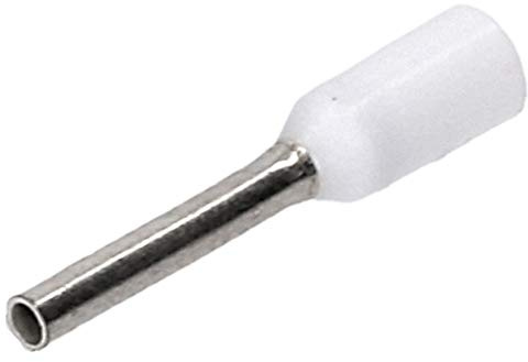 Cembre 500 Pezzi Puntali Isolati 0,5 mm² x 8 mm PKE508 Terminali Bianchi | Puntali a bussola in rame stagnato certificati UL, ideali per installazioni elettriche sicure in spazi ristretti