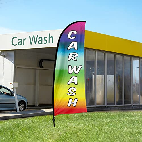 Autowäsche Bali-Fahnen | Car Wash Swooper Feather Flag Banner Kit, 8Ft Große Regenbogen Farbe Werbefahne für Car Wash Store