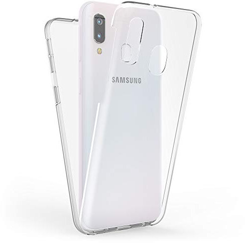 Kaliroo Handyhülle 360 Grad kompatibel mit Samsung Galaxy A40, Full-Body Schutzhülle Hardcase hinten & Displayschutz vorne mit Silikon Bumper, Slim Full-Cover Case Komplett-Schutz Hülle - Transparent