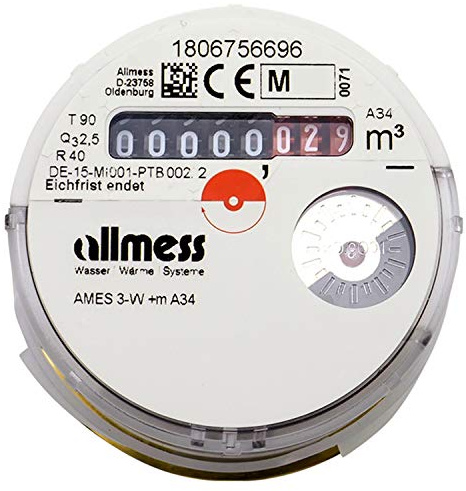Medidor de agua Allmess para agua fría y Wam UP 6000 ISO tipo A34 calibrador 2026 válido hasta 2032 contador de agua empotrada