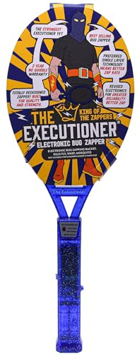 The Executioner Coloured Mosquito, Fly, Wasp, Bug, Insect Swatter/Killer and Bug Zapper Racket Single Layer for Most Efficient Zapping Indoor Outdoor Long Handle (Blue)
