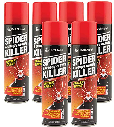 SDMAX Pestshield 6pcs Spider & Creepy Crawly Insect Killer - No More Spiders, Treatment For Control, Easy Application, 200ml Spray Can, Pest-Free Home